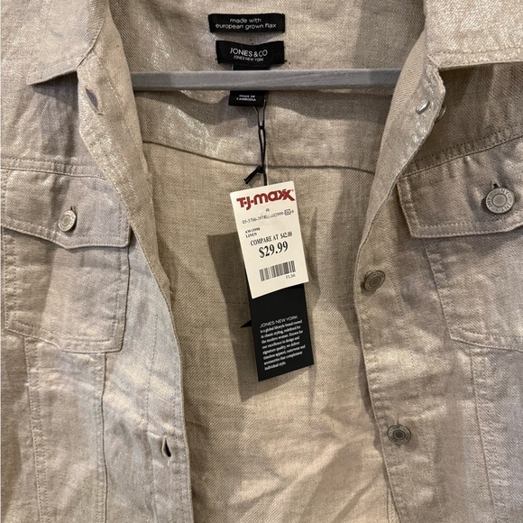 Metallic Tan Linen Jacket - Picture 2 of 5